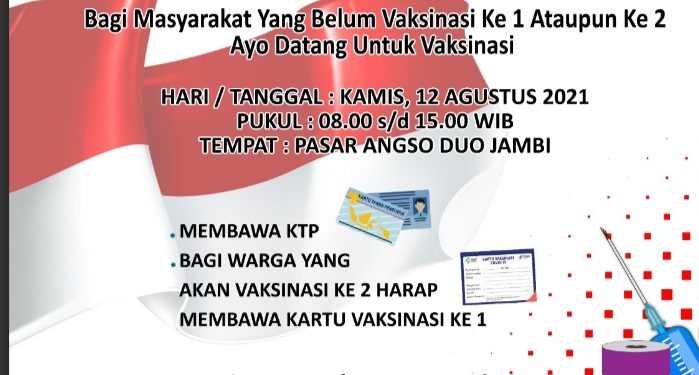 Polda Jambi Akan Gelar Vaksinasi di Pasar Angso Duo