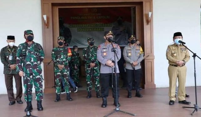 Gubernur Jambi Paparkan Aksi Percepatan Penganganan Covid 19 kepada Kapolri dan Panglima TNI