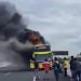 Bus Terbakar di Tol Pandaan-Malang , Sebabkan Kemacetan Panjang