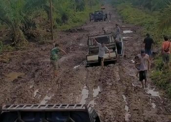 Jalan di Kecamatan Sadu Seperti Arena Offroad, Rusak Parah dan Berlumpur 