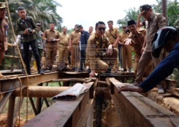Bachyuni Deliansyah Tinjau Pembangunan Jembatan Sungai Kandang