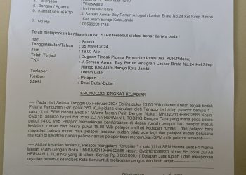 Motor Wartawan di Kota Jambi Digondol Maling, Pelaku Diduga Profesional 