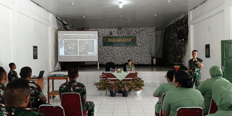 Yonif 125/SMB Berikan Sosialisasi Bahaya Judi Online