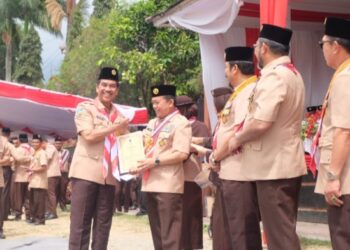 Hadiri Peringatan Hari Pramuka ke-63, Pj Bupati Muaro Jambi Terima Piagam Penghargaan