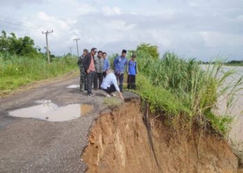 Pj Bupati Muaro Jambi Raden Najmi Meninjau Langsung Jalan Amblas di Taman Rajo