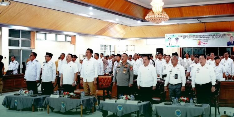 Bupati dan Ratusan Kades, Lurah dan ketua BPD Se Batanghari Ikuti zoom Peresmian Koperasi merah putih Melalui zoom bersama Presiden