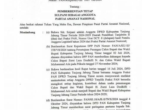 Mahkamah Agung Tolak Gugatan Sulpani, DPP Hingga Mahkamah Partai PAN Jadi Turut Tergugat