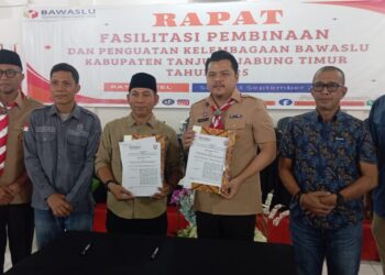 Bawaslu Laksanakan Rapat Fasilitasi Pembinaan dan penguatan kelembagaan. Undang Pimpinan Parpol dan OKP di Wilayah Tanjab Timur