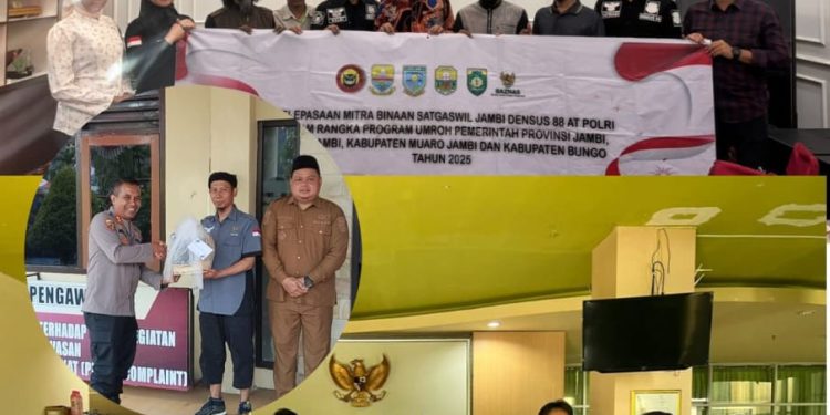 Empat Eks Napiter Jambi Diberangkatkan Umrah, Didampingi Satgaswil Jambi Densus 88 AT Polri