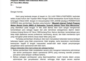 Melalui Kuasa Hukumnya, Yayasan Mitra Pangan Global Layangkan Hak Jawab Terkait Program MBG di Tanjabtim 
