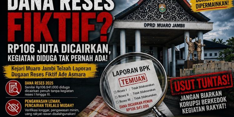 Diduga Reses Tak Pernah Digelar, Dana Tetap Cair Rp106 Juta! Aktivis Desak Kejari Bongkar Dugaan Korupsi di DPRD Muaro Jambi