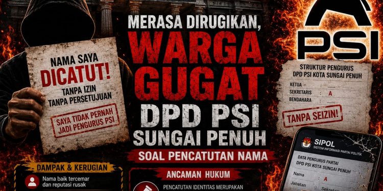 Merasa Dirugikan, Warga Gugat DPD PSI Sungai Penuh ke Pengadilan, Klaim Alami Kerugian Moril dan Materiil