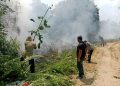 Tiga Hektar Lahan di Muaro Jambi Terbakar, Polisi, TNI, Warga dan Heli Water Bombing Berjibaku 