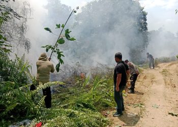 Tiga Hektar Lahan di Muaro Jambi Terbakar, Polisi, TNI, Warga dan Heli Water Bombing Berjibaku 
