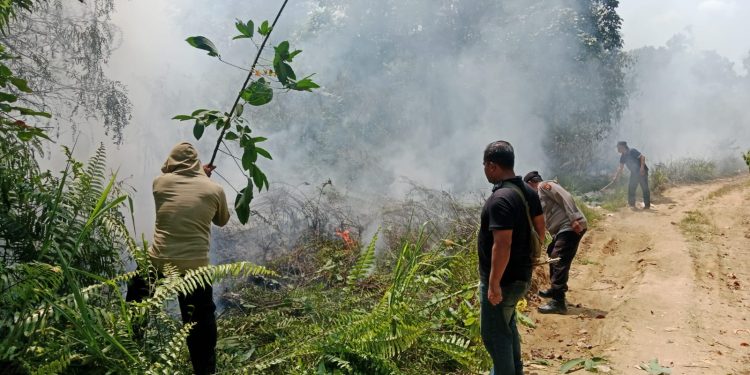 Tiga Hektar Lahan di Muaro Jambi Terbakar, Polisi, TNI, Warga dan Heli Water Bombing Berjibaku 