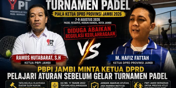 Diduga Abaikan Regulasi Keolahragaan, PBPI Jambi Minta Ketua DPRD Pelajari Aturan Sebelum Gelar Turnamen Padel