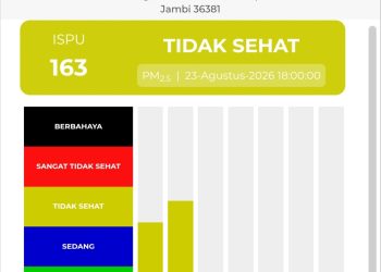 Dampak Kabut Asap Akibat Kebakaran Hutan dan Lahan, Kualitas Udara Muaro Jambi Memburuk ke Level Tidak Sehat