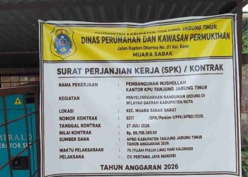 CV Pertama Jaya Mandiri Garap Proyek Musala Kantor KPU Tanjabtim senilai Rp 99,7 Juta