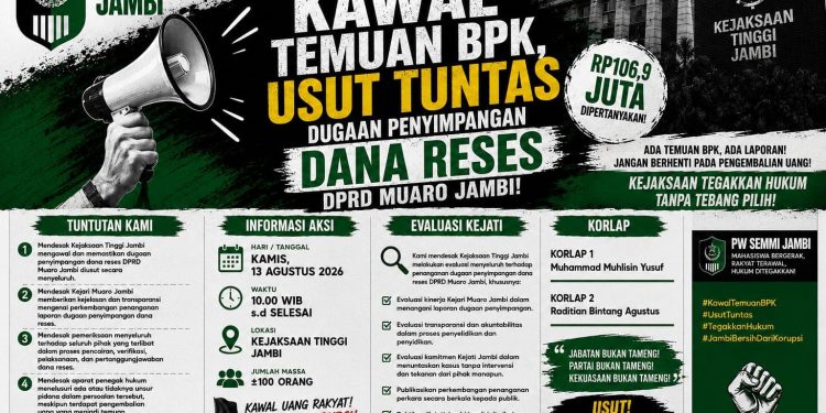 Tuntut Pengusutan Kasus Dugaan Reses Fiktif Ade Asmara, SEMMI Demo Kejati Besok