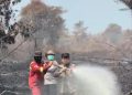Ditengah Asap Tebal, Bupati Bambang Bayu Suseno Turun Langsung Padamkan Karhutla, Buka Posko Dapur dan Kesehatan